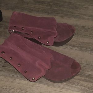 Burgundy Suede Wedges